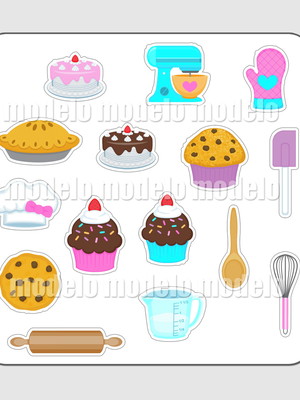Cartela de adesivos p/planner - cozinha