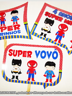 Kit com 10 plaquinhas herois cute