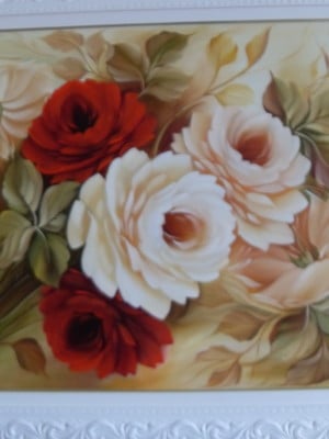 Pint. em tela rosas em oleo 70x120 tudo em 12 x sem juros