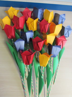 10 tulipas origami enfeite lembrancinha dobradura papel