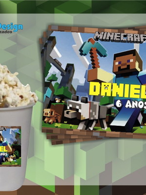 Rótulo para balde de pipoca minecraft
