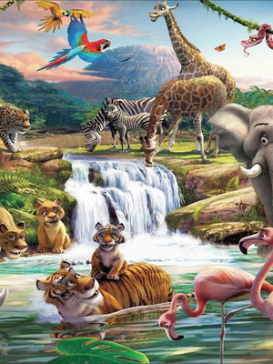 Painel safari desenho 3d - frete grátis