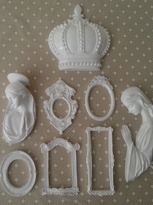 Kit 5 minis espelhos branco puro.