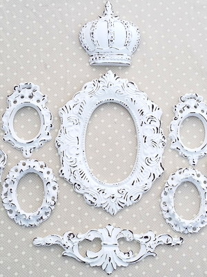 Kit 7 espelhos branco provençal