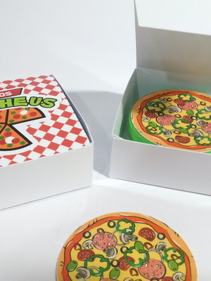Caixa pizza tartarugas ninja + latinha