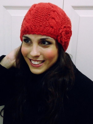 Gorro de lã em tricô (vermelho)