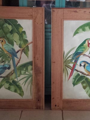 Par de quadro pintado a mão em tela