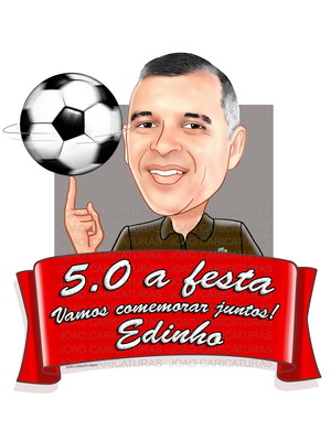 Caricatura convite aniversário boteco bola futebol