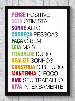 Quadro decorativo frase pense positivo