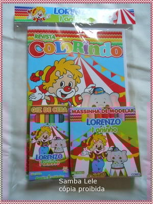 Kit colorir com giz e massinha circo