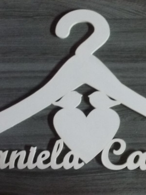 Cabide casamento noiva/noivo mdf branco