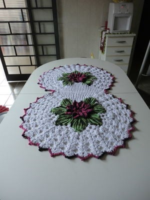 Caminho de mesa de crochê duplo harmonia 1 pç