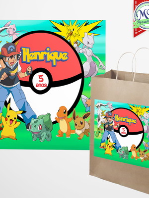 Rótulo adesivo sacola pokémon
