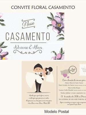 Convite digital casamento modelo postal
