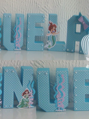 Kit com 5 letras pequena sereia 3 d