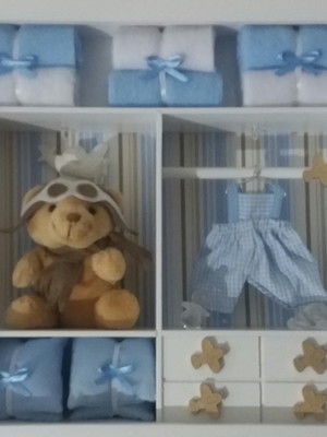 Enfeite porta maternidade urso aviador