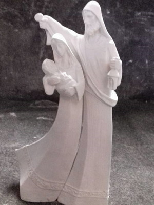 St1045- sagrada família encaixe 30cm alt em gesso cru