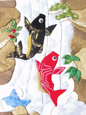 Carpas caixa de 20x26cm patchwork embutido
