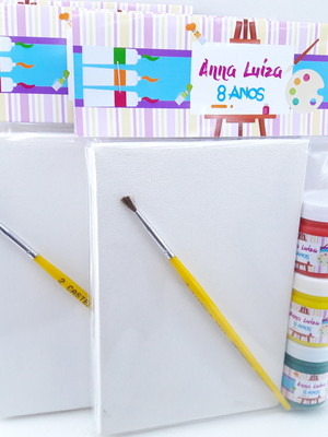 Kit pintura aquarela tela e guache