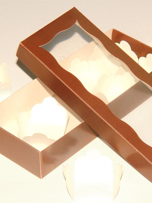 5 caixas marrom ou color p/ 10 doces c/ visor