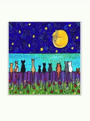 Quadro decorativo lua com gatos