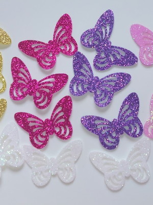 Apliques borboletas glitter eva