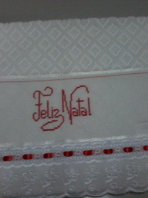 Toalha de mão natal bordada