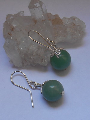 Brinco quartzo verde e prata 925
