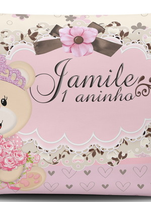 Almofada personalizada ursinha rosa