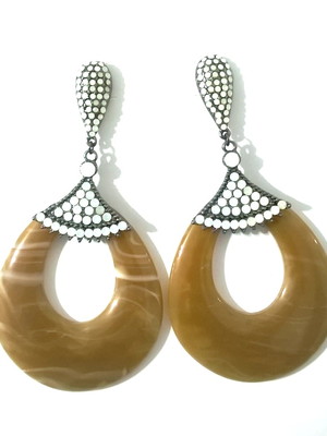 Maxi brincos grafite white opal