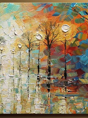 Quadro paisagem caminho espatulado