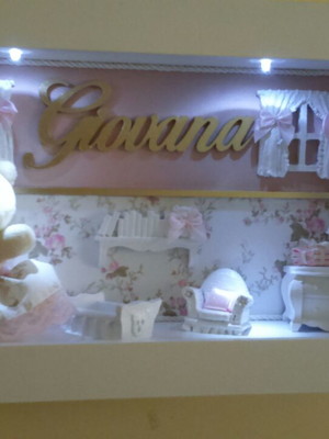 Porta maternidade cenário com led rose