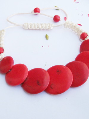 Pulseira de pedra vermelha de shambala