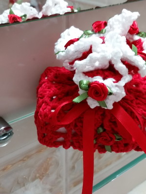 Sachê porta sabonete tomate com branco