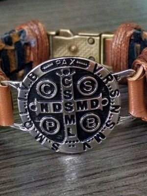 Pulseira são bento - couro transpassado
