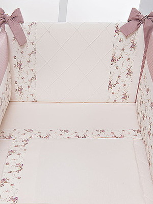 Kit mini berço floral rose 58 cm largura 6 peças