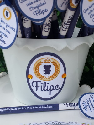 Lápis com tag ursinho- nascimento/ chá