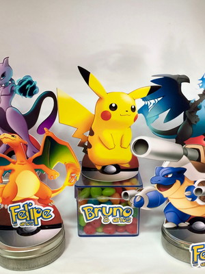 Aplique pokemon 3d - 9cm com tag nome