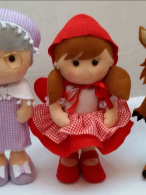 Trio chapéuzinho vermelho em feltro