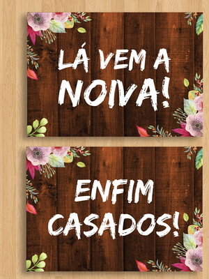 Plaquinha de casamento - frente e verso