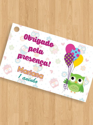 Arte digital: tag aniversário - coruja