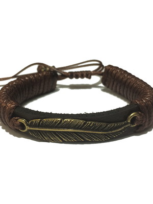 Pulseira de couro pena bicudos slim