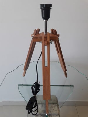 Base de abajur luminária tripé de madeira mesa 40cm md1002