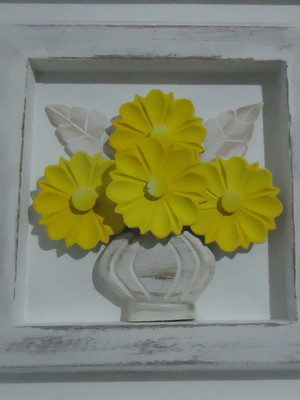 Quadro madeira com flores