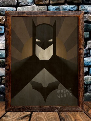 Quadro rústico batman vintage retro
