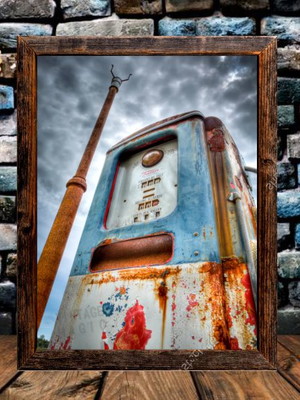 Quadro decorativo vintage gás pump rústica