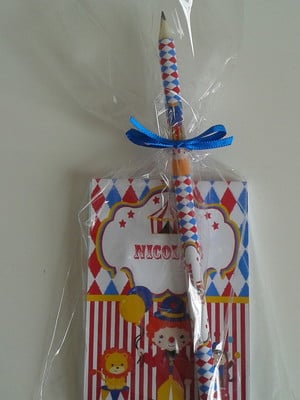 Bloquinho com lápis personalizado circo