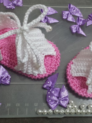 Sandalia em croche em linha