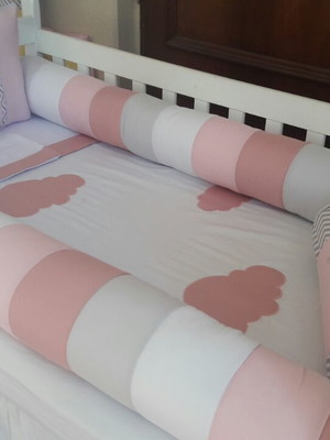 Kit berço americano bebê nuvem rosê