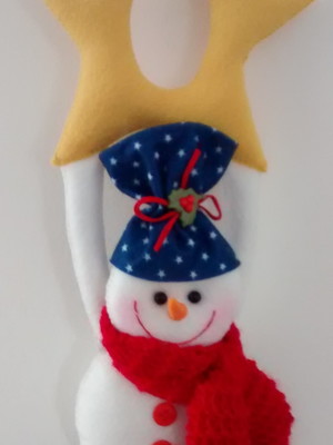 Enfeite maçaneta boneco de neve